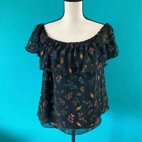 ⭐️ Rebecca minkoff dev floral off the shoulder top in size medium - Picture 3 of 5